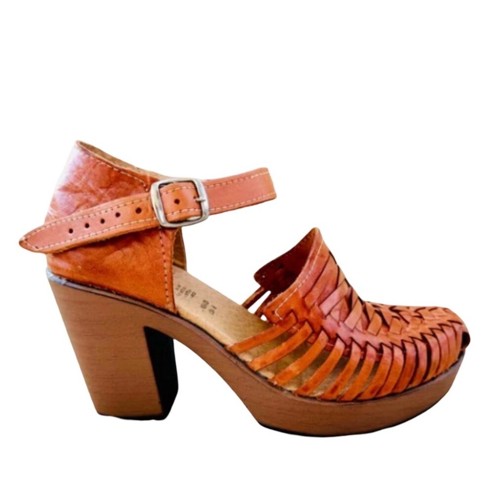 Huarache High Heels - Cognac/Tan